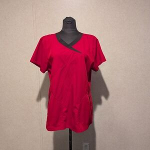 Elegant Red V-Neck Women's Blouse